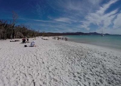 picture taken from the south end of Whitehaven Beach looking north along 7km of beach
