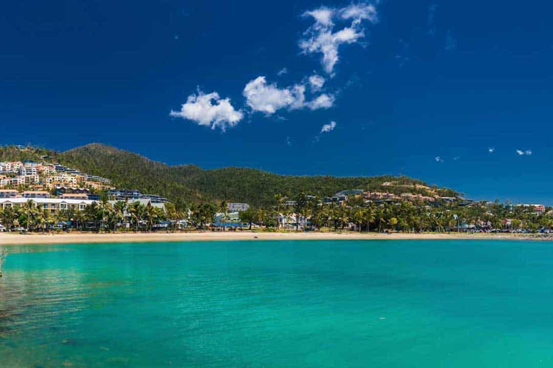 Picture of Airlie Beach township taken from the Whitsunday Sailing Club