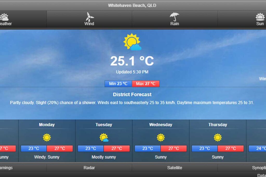 Whitehaven Beach Weather Live app