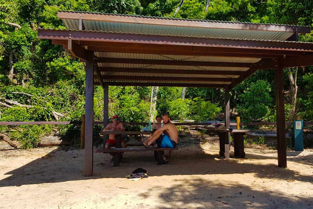 Undercover picnic area at Whitehaven Beach