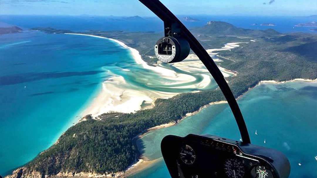 Helicopter above Whitehaven Beach