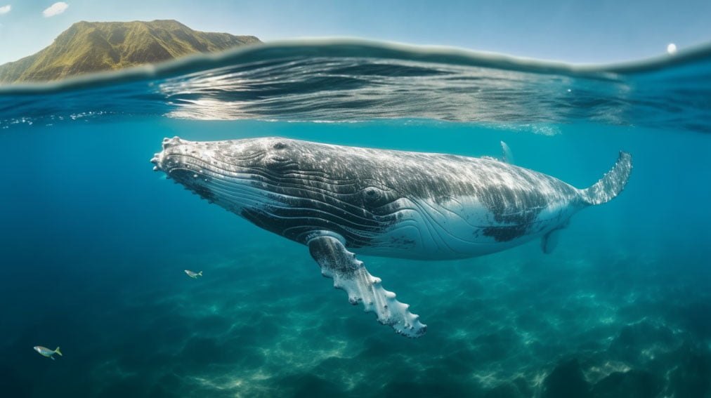 underwater picture of humpback whale 
