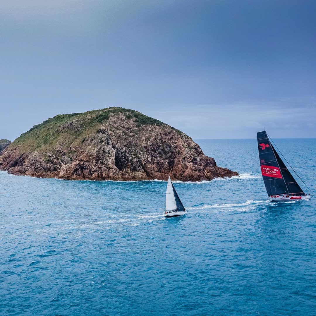 Two racing yachts in the Whitsunday Islands