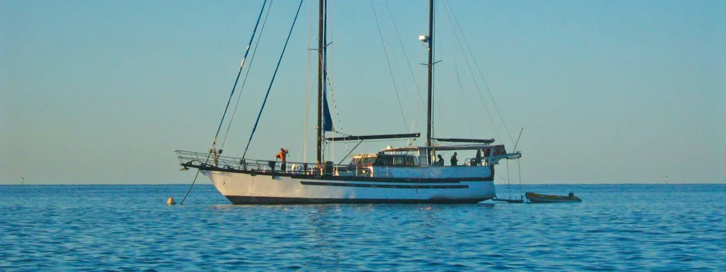 Habibi Whitsundays sailing yacht on a mooring on Whitsunday Island