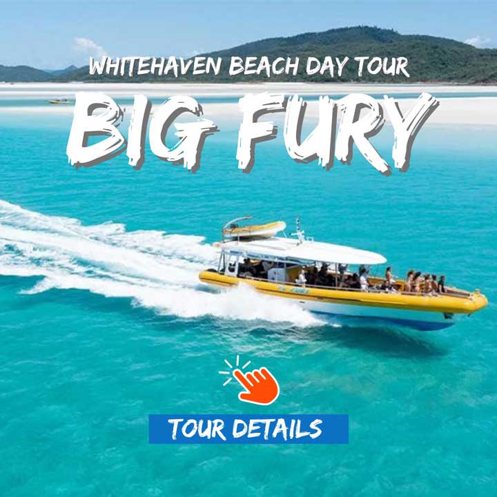 Big Fury Whitsundays passing Hill Inlet at Whitehaven Beach