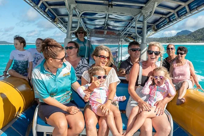 Happy family on the boat