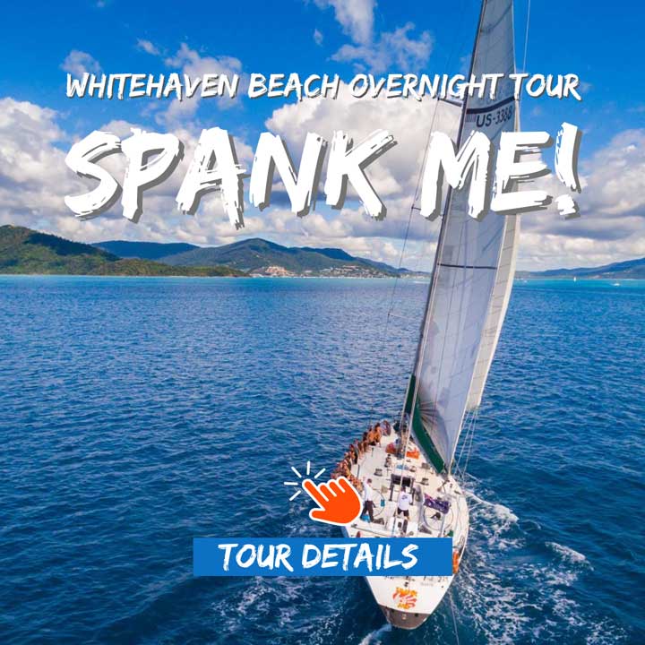 Sailing yacht named "Spank Me Sailing in the Whitsunday Islands in Queensland Australia